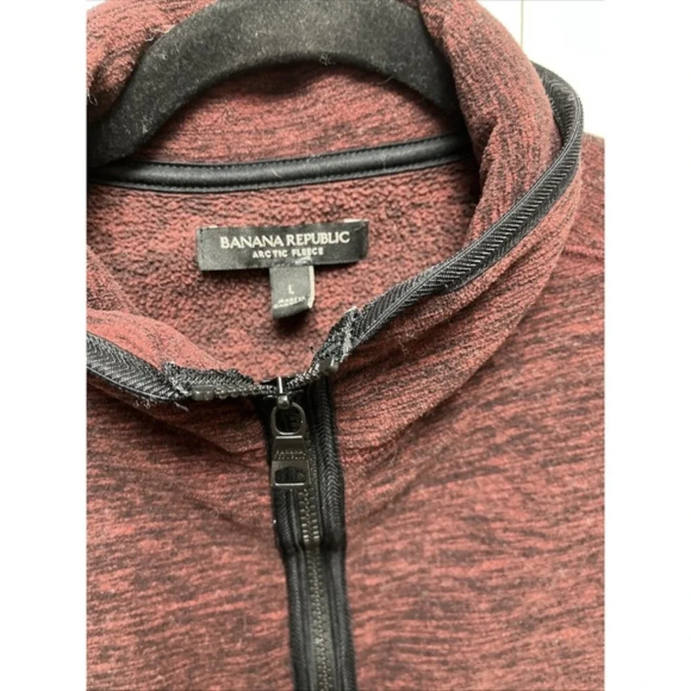 BANANA REPUBLIC ARCTIC FLEECE‎ 1/4 ZIP POLYESTER JACKET BURGUNDY Sz Lg